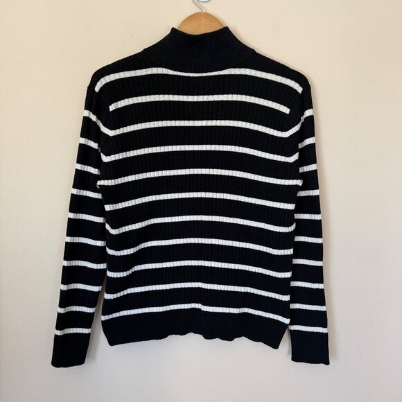 Ralph Lauren Mock Neck Ribbed Knit Striped Sweater Womens Size XL Classic Preppy - Picture 7 of 7